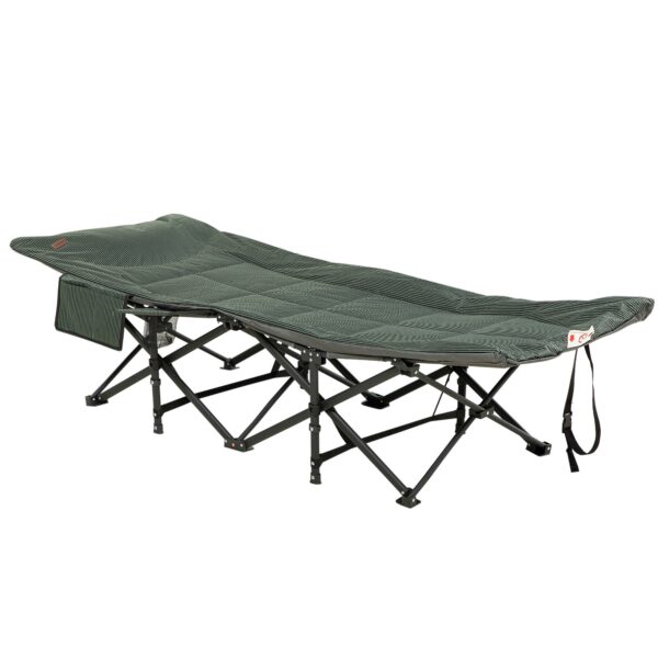 Foldbar liggestol med ryglæn, der kan lænes tilbage og kopholder, op til 120 kg, 68 x 186 x 48 cm, grå
