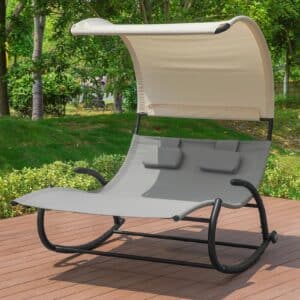 Liggestol til 2 personer, ergonomisk, indbygget parasol, B140 x D184 x H180 cm