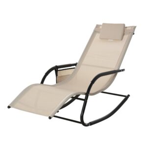 Gyngestol, gyngestol, havestol, gyngestol, metalnet, beige, 150 x 62 x 88 cm