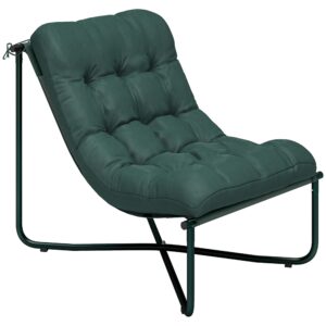 Havestol, havelænestol med hynde, åndbart slyngesæde, stålstel til have/terrasse, 76 x 92 x 76 cm, mørkegrøn