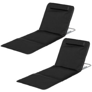 Strandstol, solseng, havestol, foldbar, justerbar ryglæn, sidelomme, 48 cm x 134 cm x 33-43 cm, sort